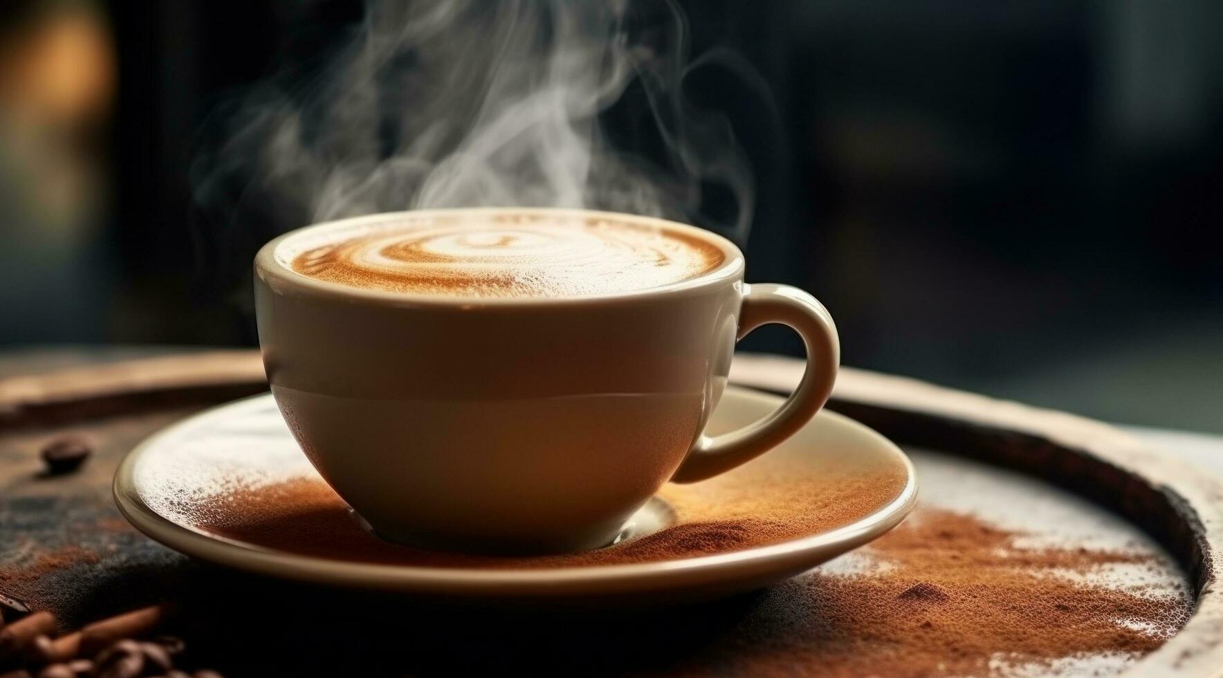 ai généré tasse de café sur tableau, photo