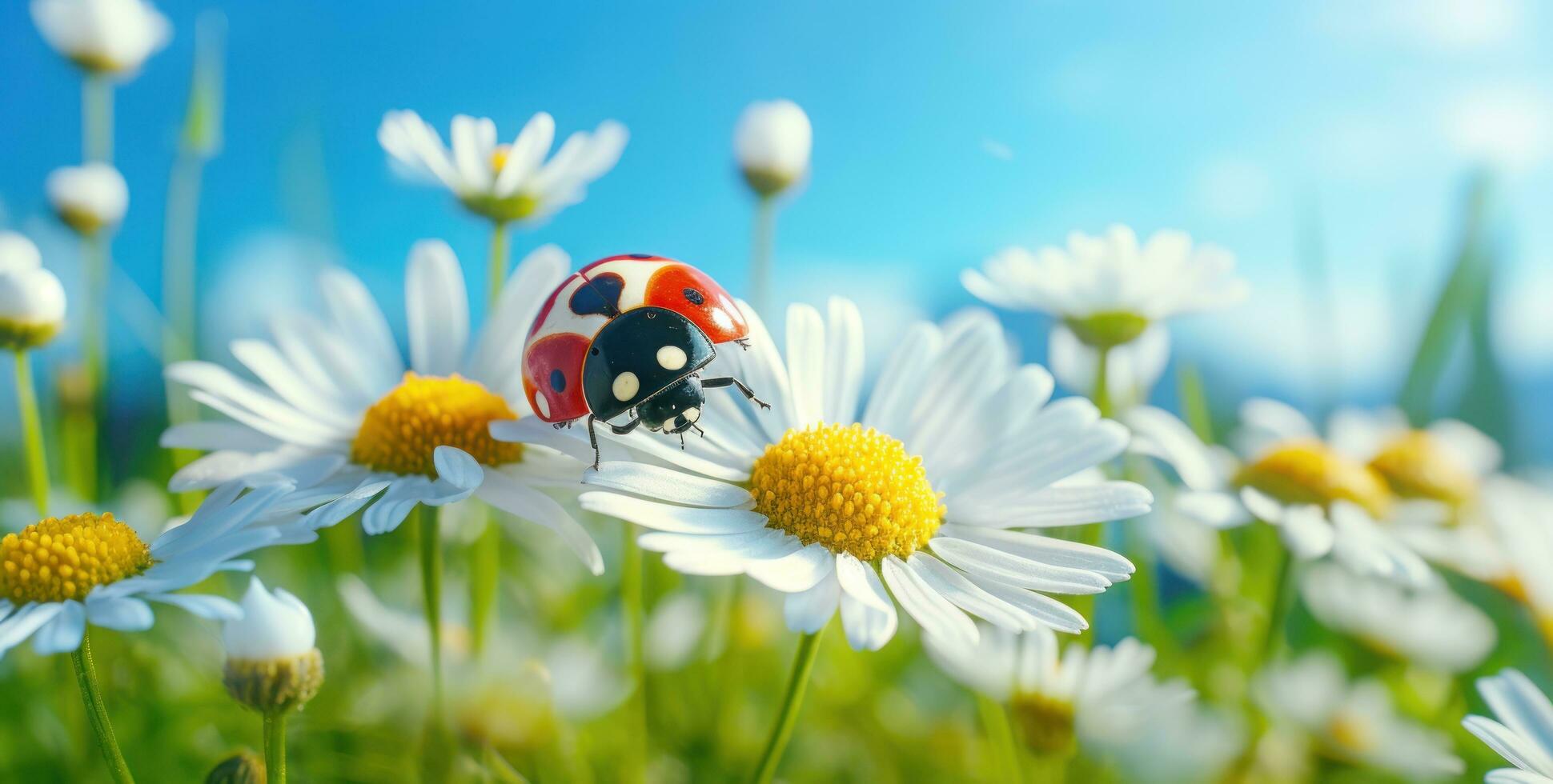 ai généré une coccinelle sur une Marguerite, photo