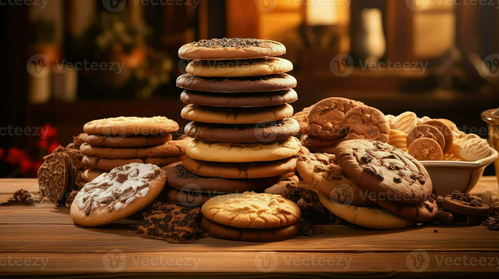 ai généré flocons d'avoine empilés biscuits nourriture photo