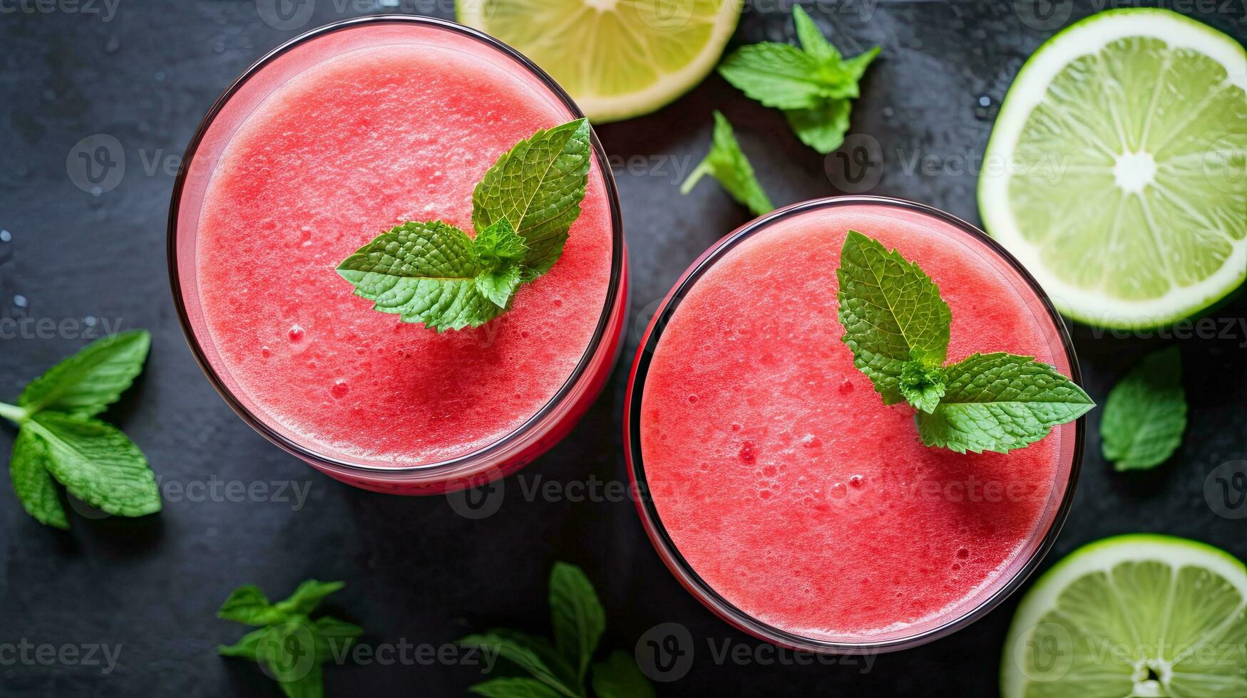 ai généré Frais pastèque jus avec menthe feuille ai génératif photo