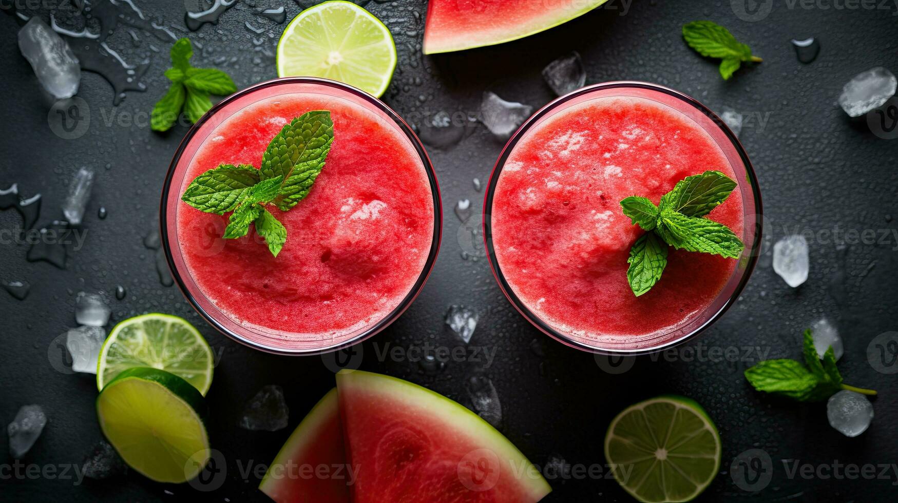 ai généré Frais pastèque jus avec menthe feuille ai génératif photo