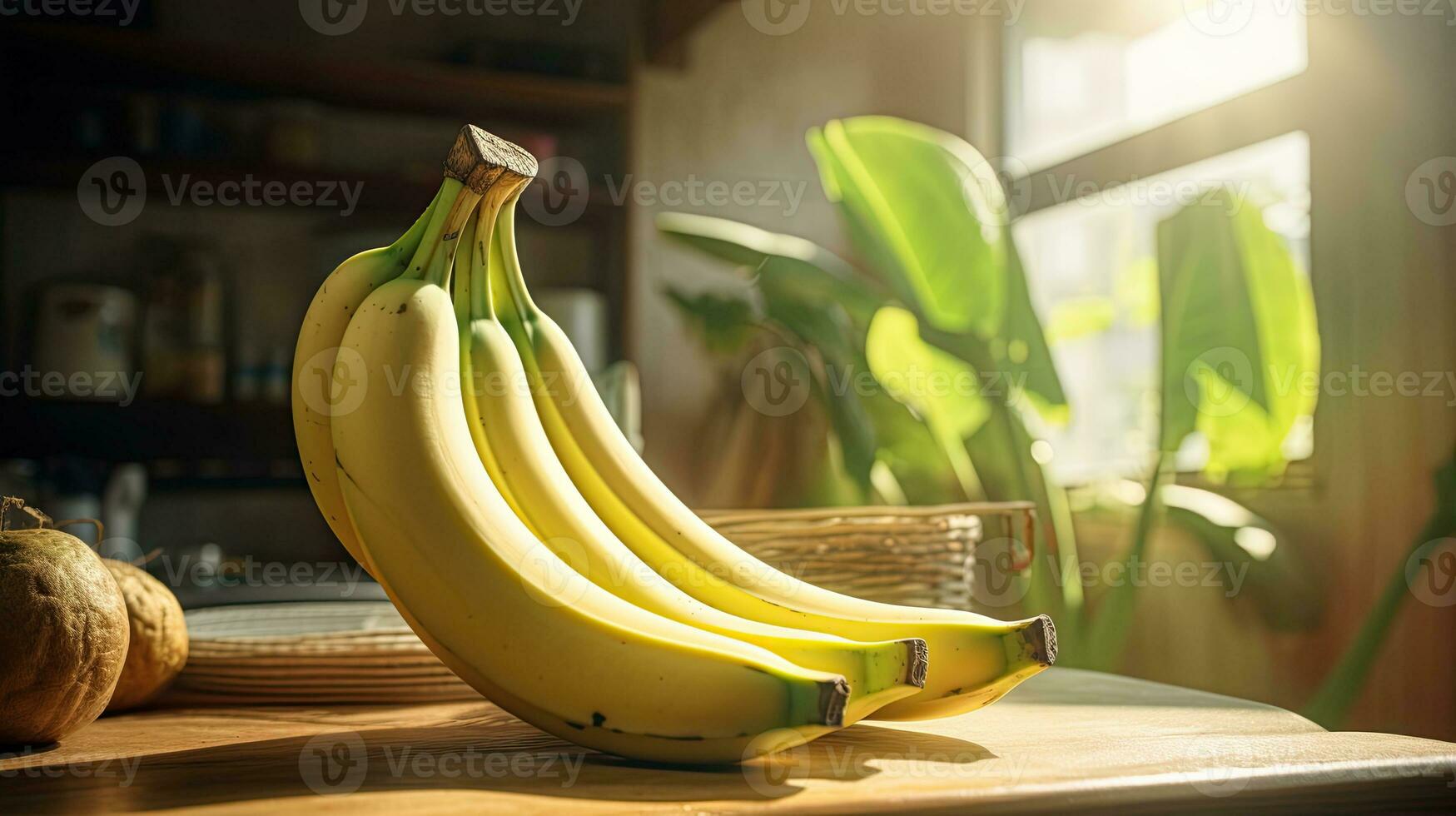 ai généré portrait banane sur le table avec lumière exposition ai génératif photo