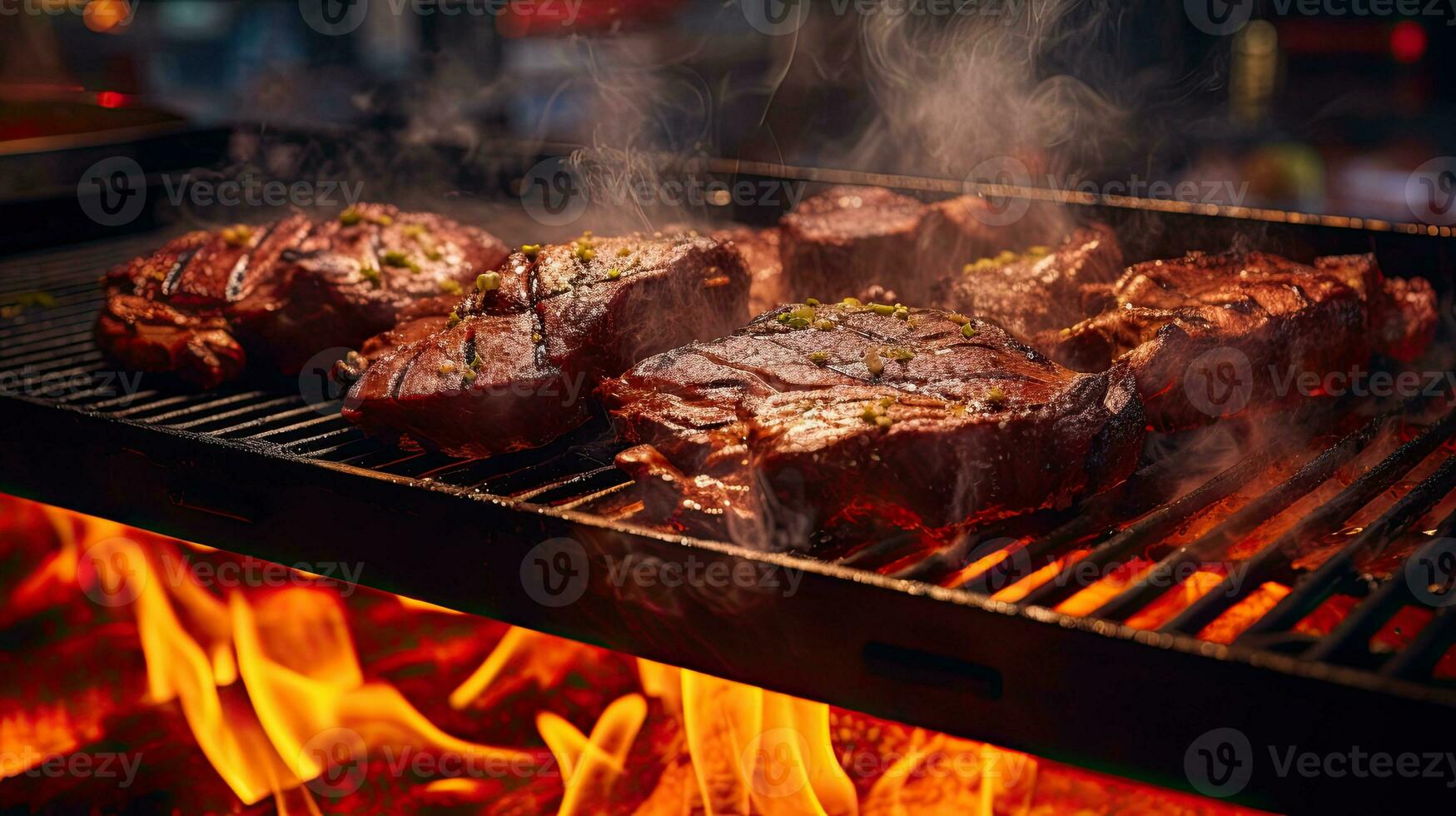 ai généré juteux grillé du boeuf sur le rôti ai génératif photo