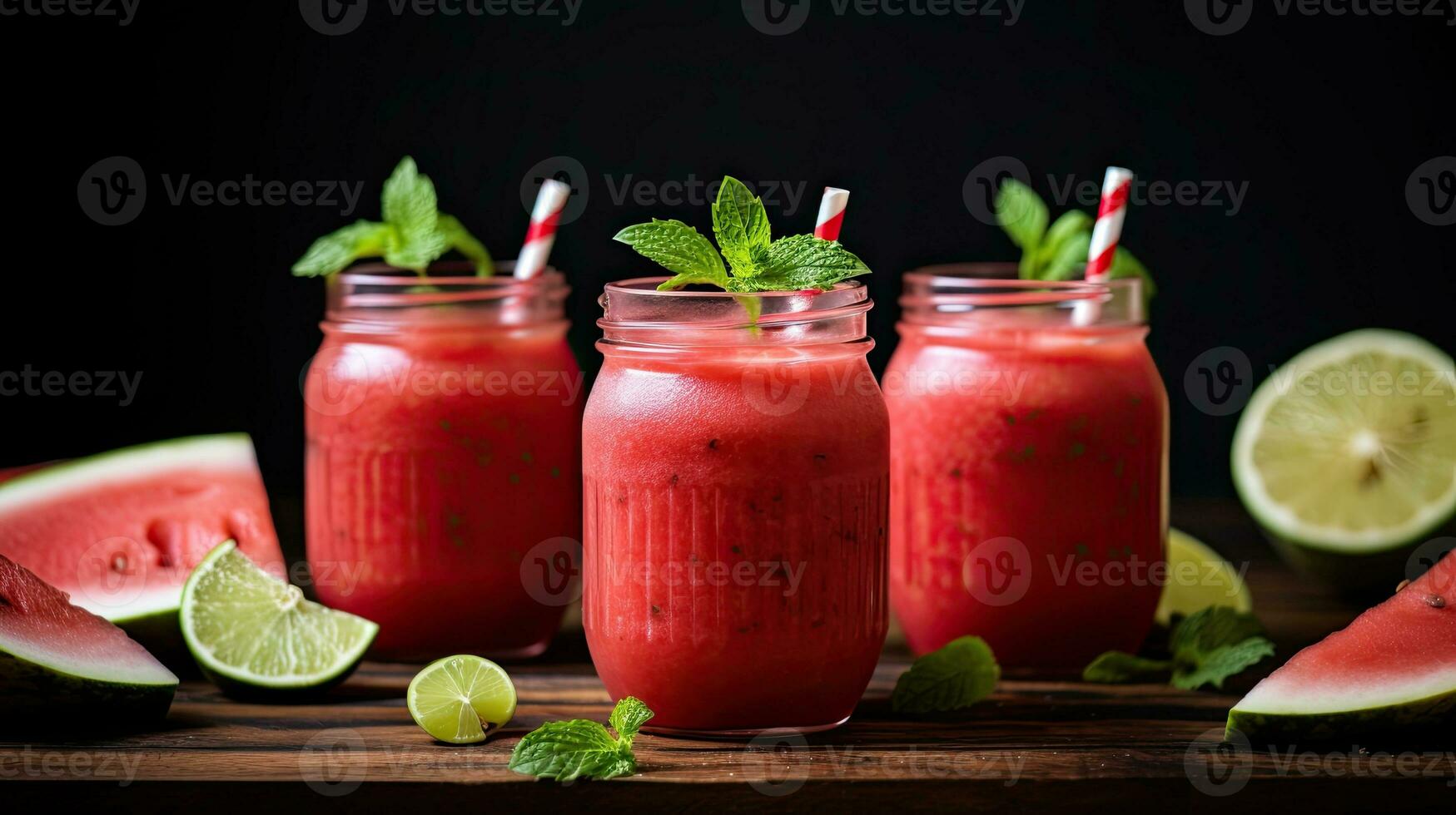 ai généré Frais pastèque jus avec menthe feuille ai génératif photo