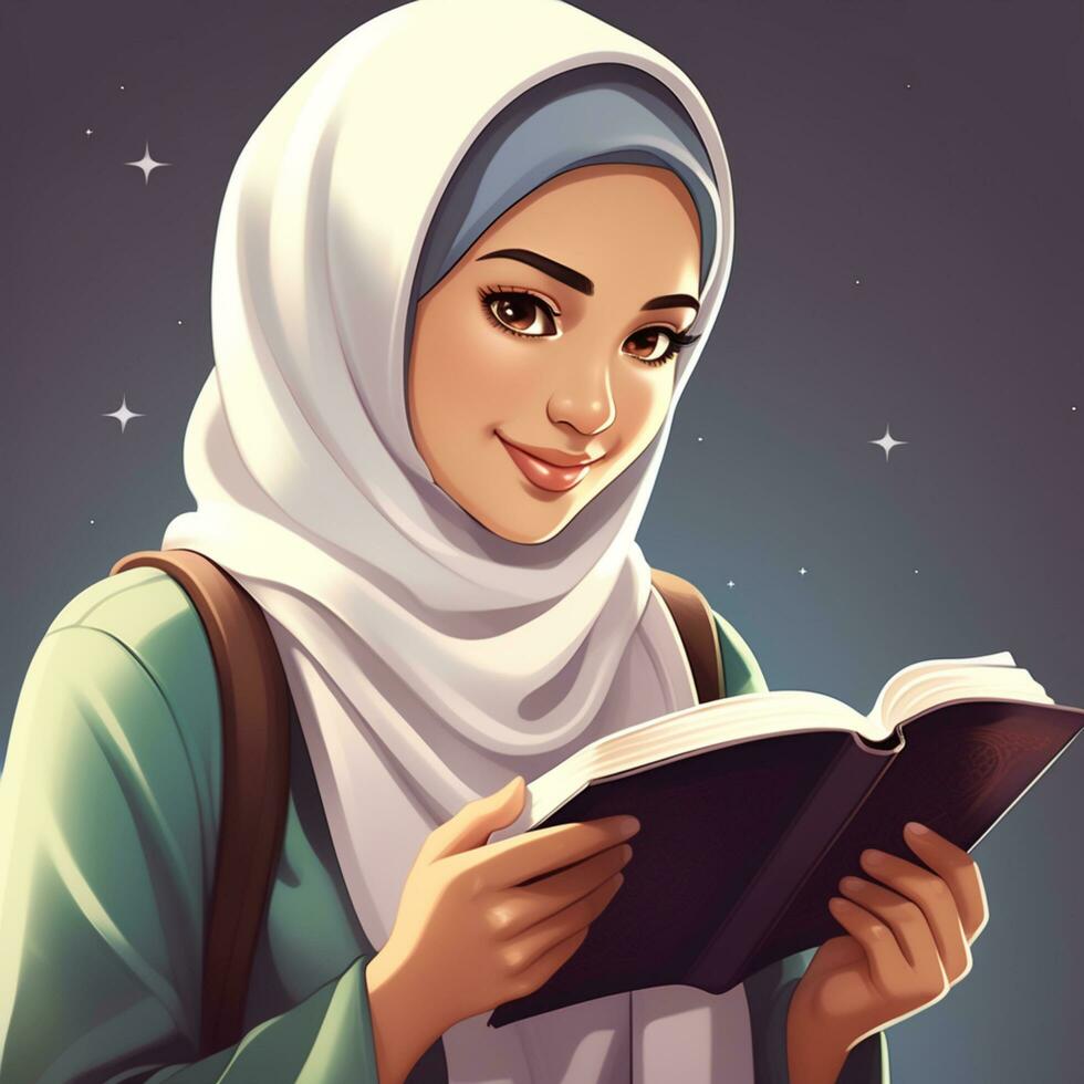 ai généré illustration de le personnage de une musulman étudiant photo
