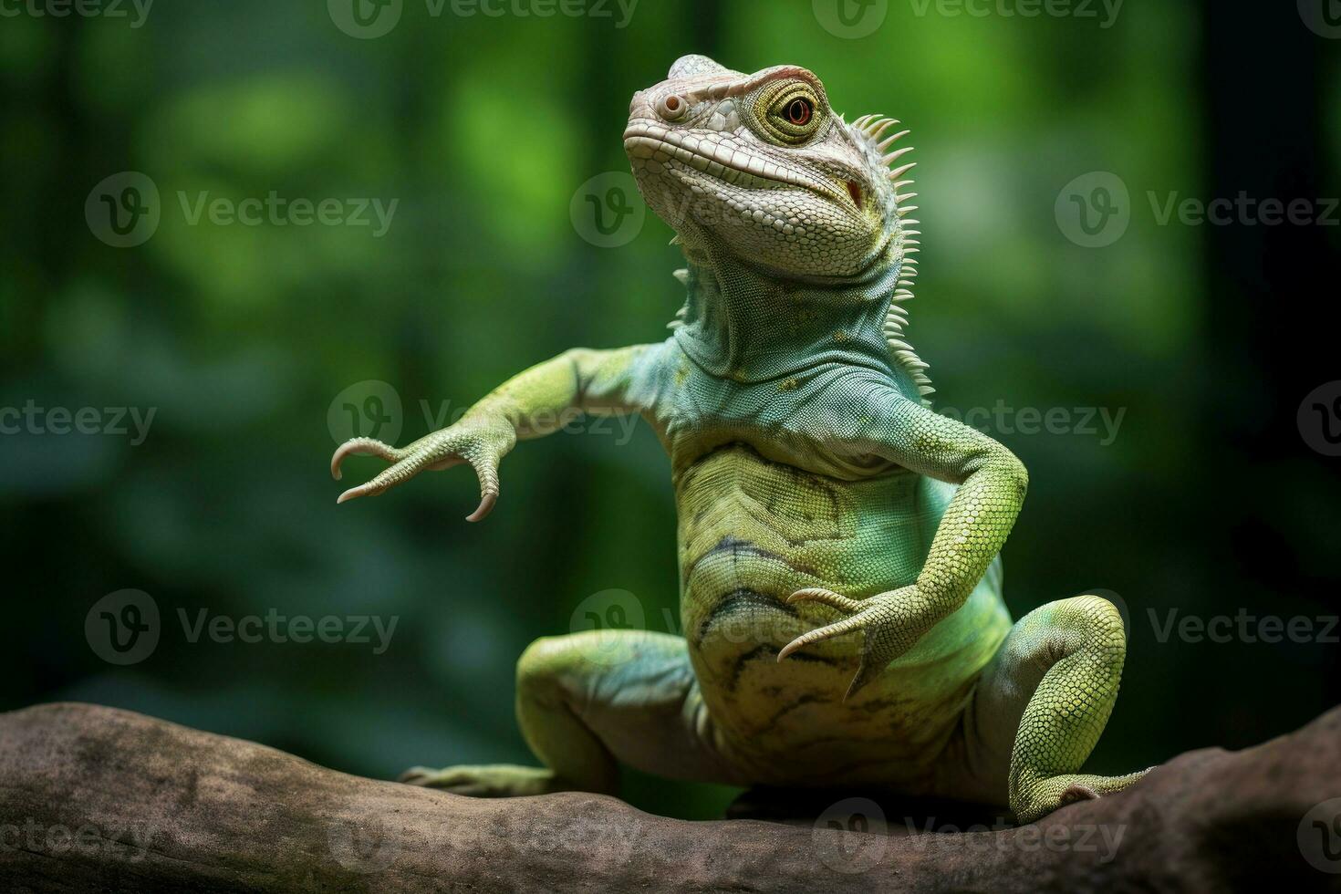 ai généré difficile lézard pose amusement. produire ai photo