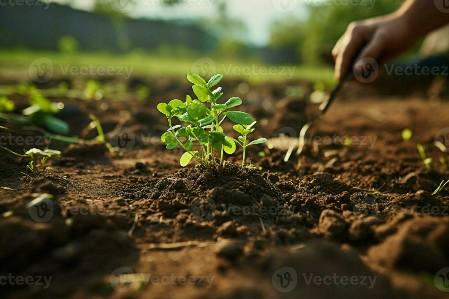 ai généré climat action plantation une Nouveau arbre à combat et atténuer climat changement ai généré photo