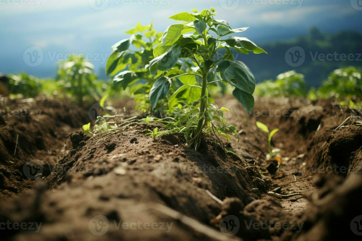 ai généré vert initiative Nouveau arbre planté comme partie de le bats toi contre climat changement ai généré photo