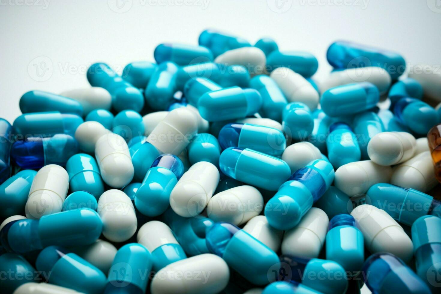 ai généré soins de santé palette bleu blanc antibiotique capsules symbolisant pharmaceutique industrie concepts photo