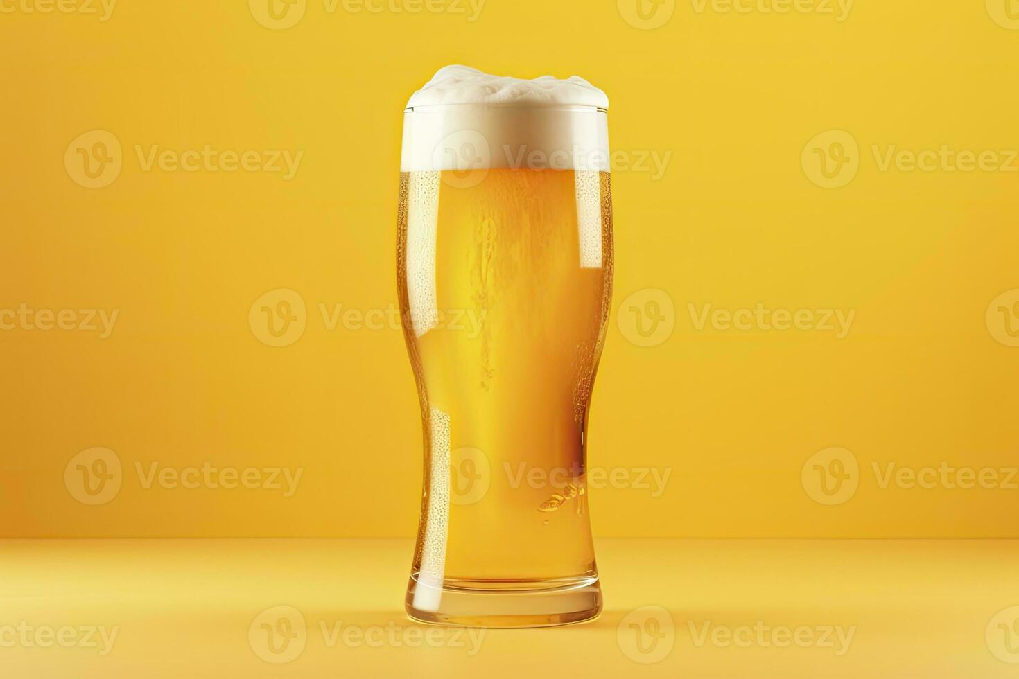 ai généré Bière verre avec plein Bière isolé avec une Jaune Contexte. ai généré photo