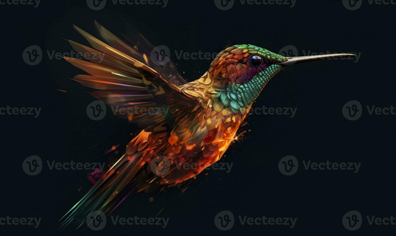 ai généré colibri logo avec plusieurs couleurs en volant par le air. ai généré photo