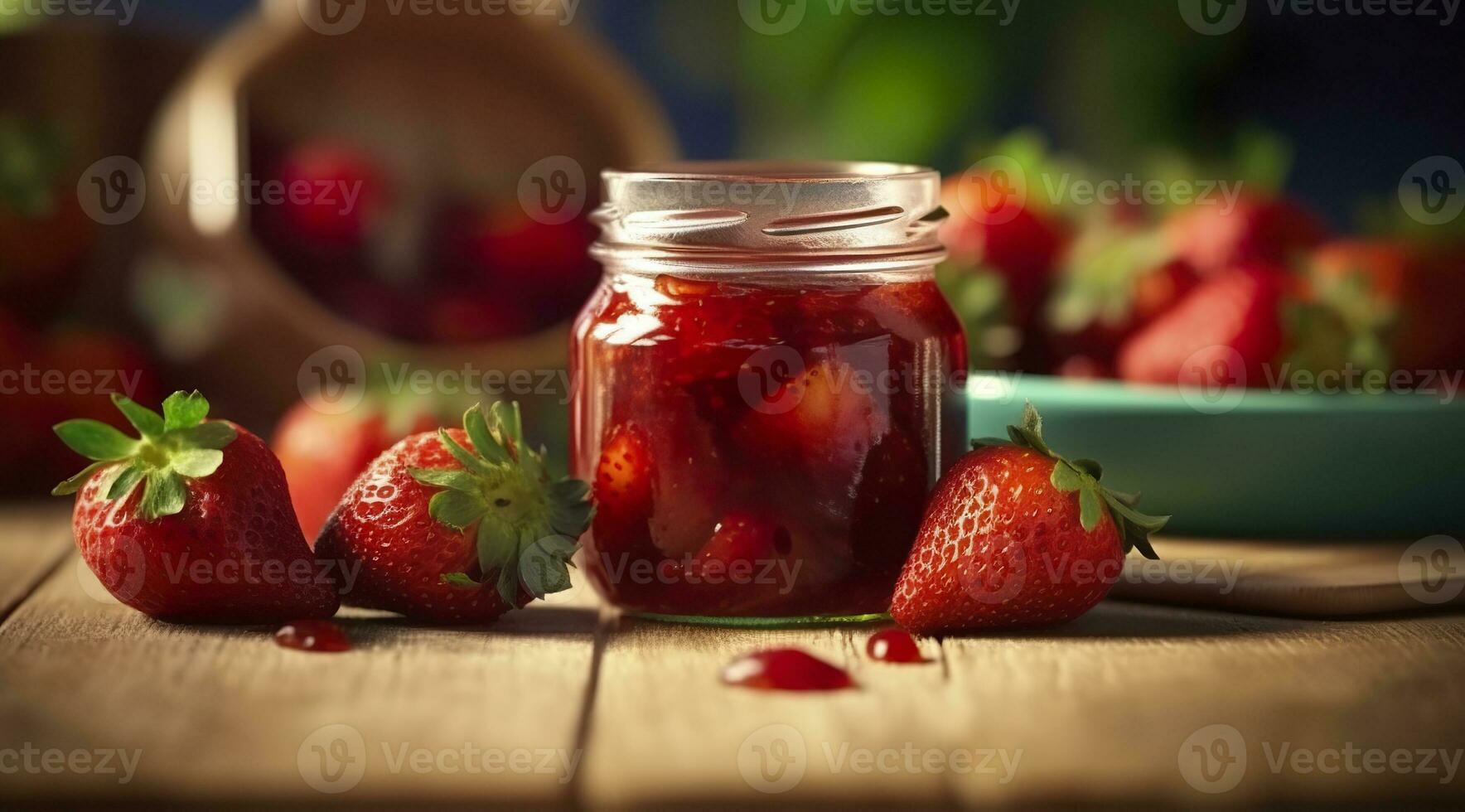 ai généré fraise confiture et Frais baies. génératif ai photo