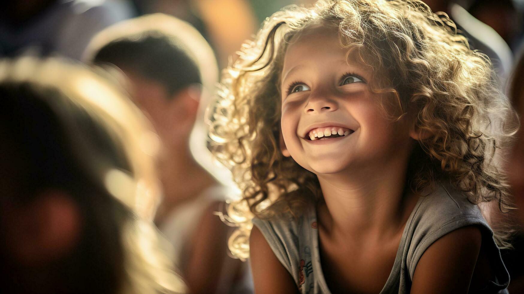 ai généré Jeune enfant joyeux des moments photo