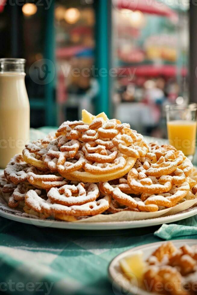 ai généré une délicieux petit déjeuner propager avec une rafraîchissant verre de Orange jus photo