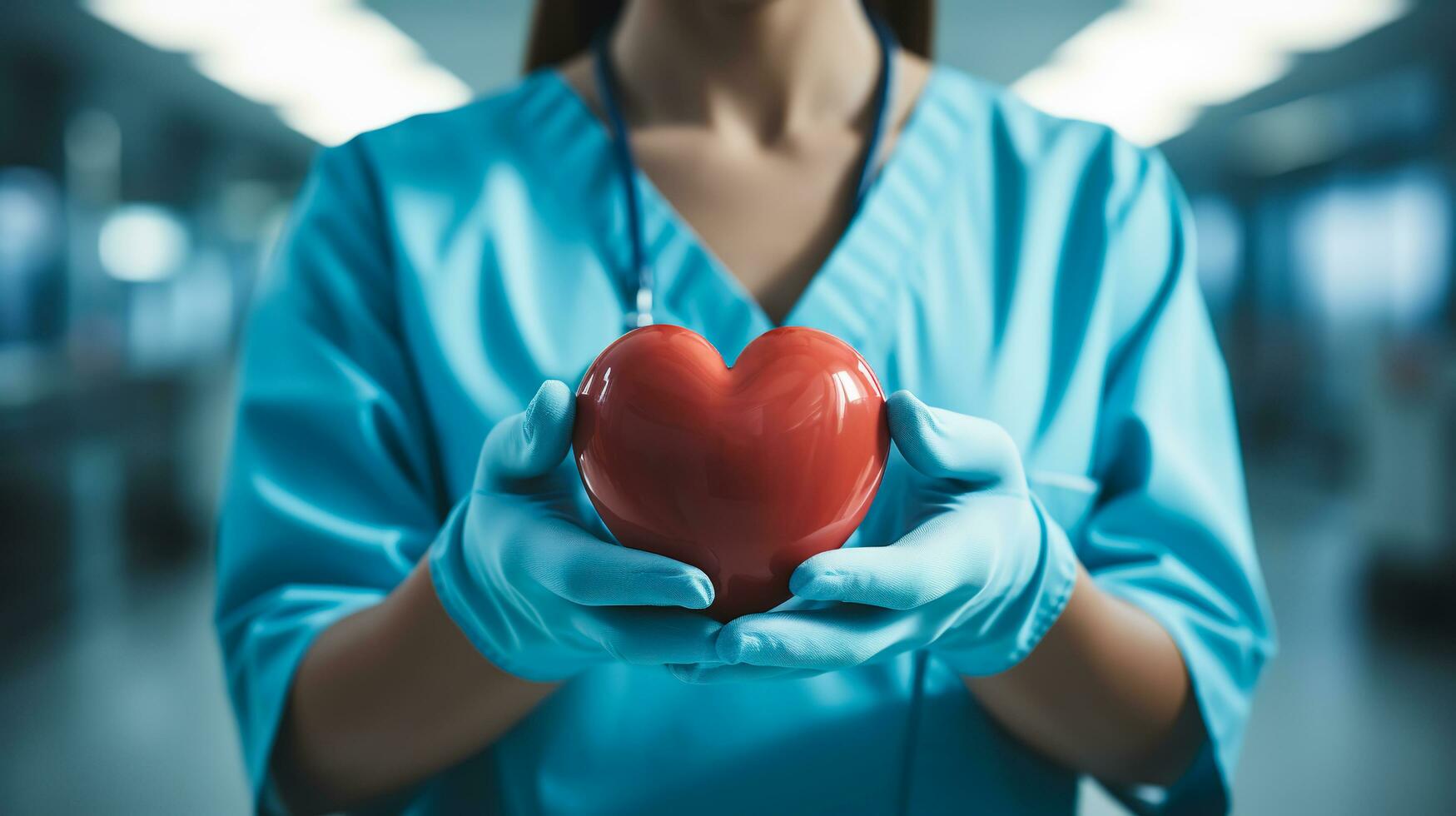 ai généré médecin mains en portant une lis cœur forme.. génératif ai. photo