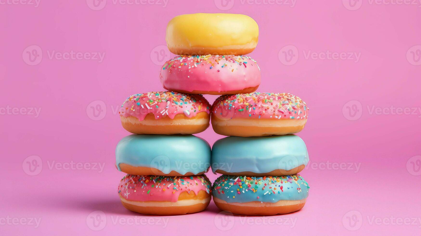 ai généré boulangerie coloré Donut nourriture photo