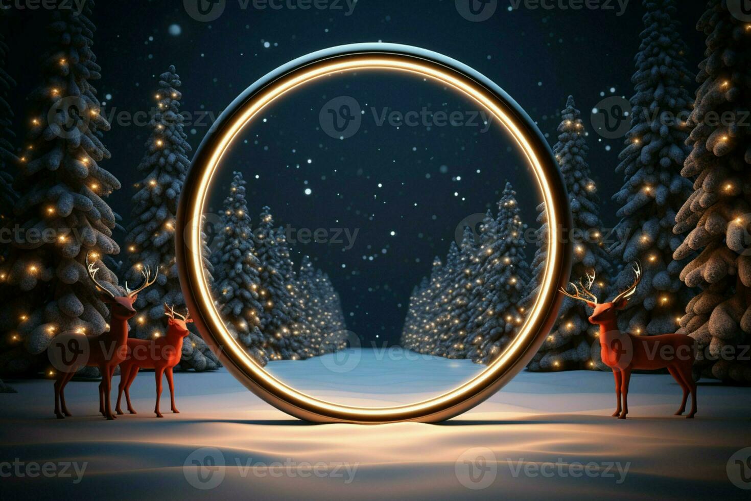 ai généré de fête 3d cercle une Cadre Contexte pour célébrer le beauté de Noël et Nouveau année ai généré photo