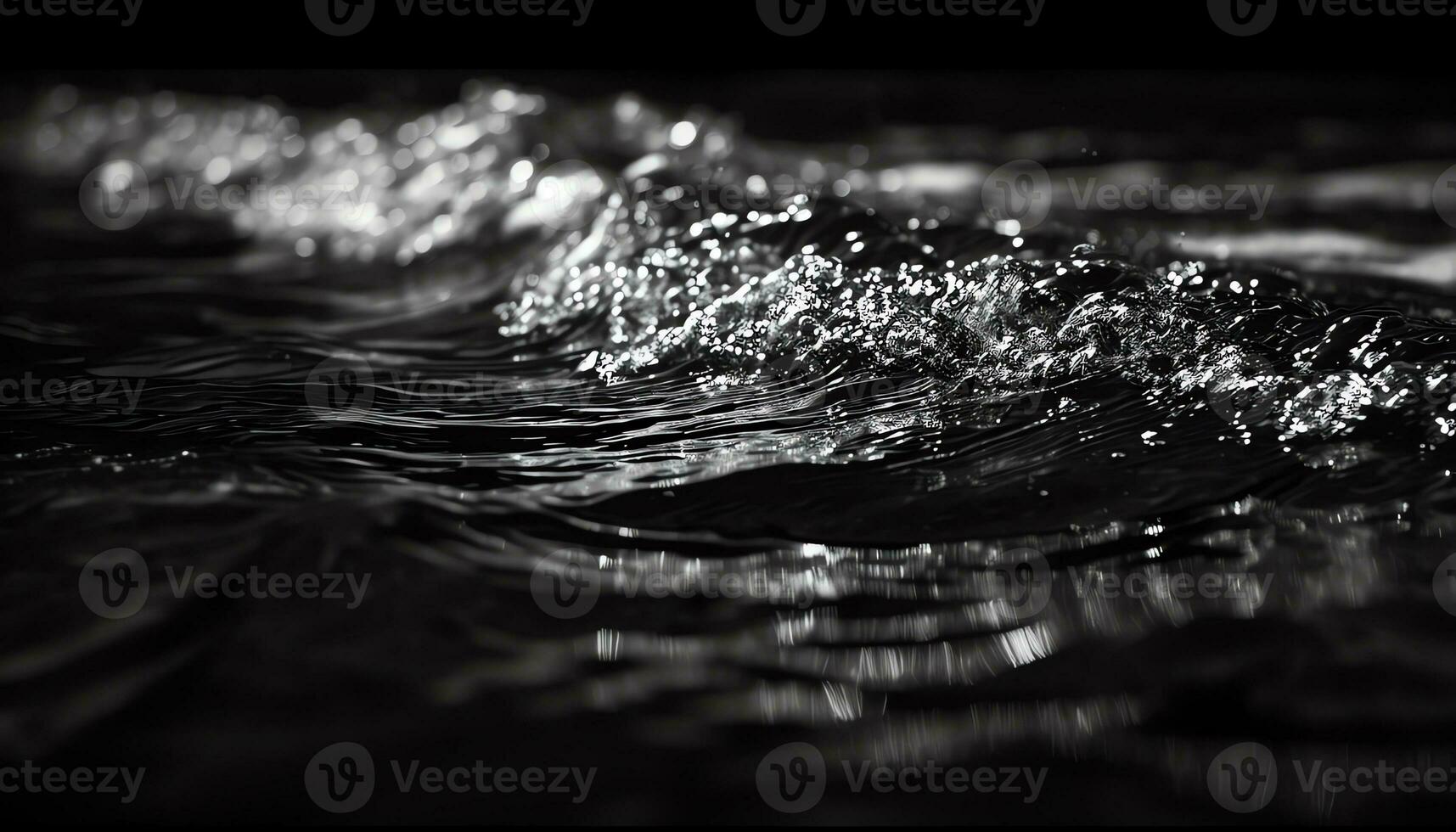 ai généré noir et blanc photo de l'eau gouttelettes sur une Roche