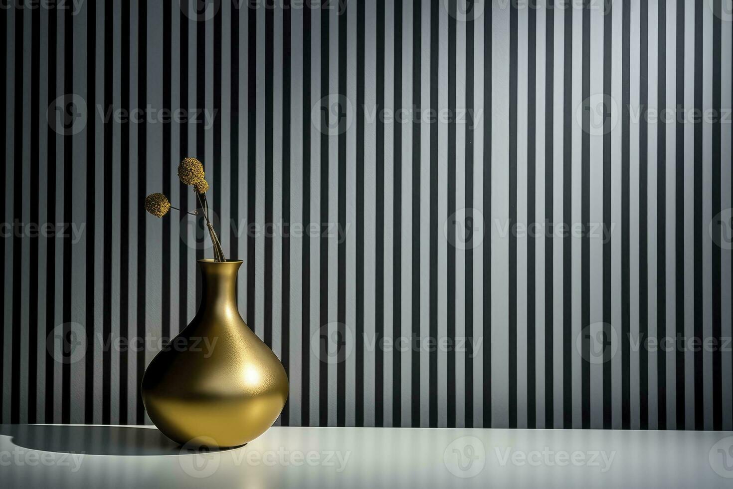 ai généré d'or métallique vase dans noir fond d'écran Contexte photo