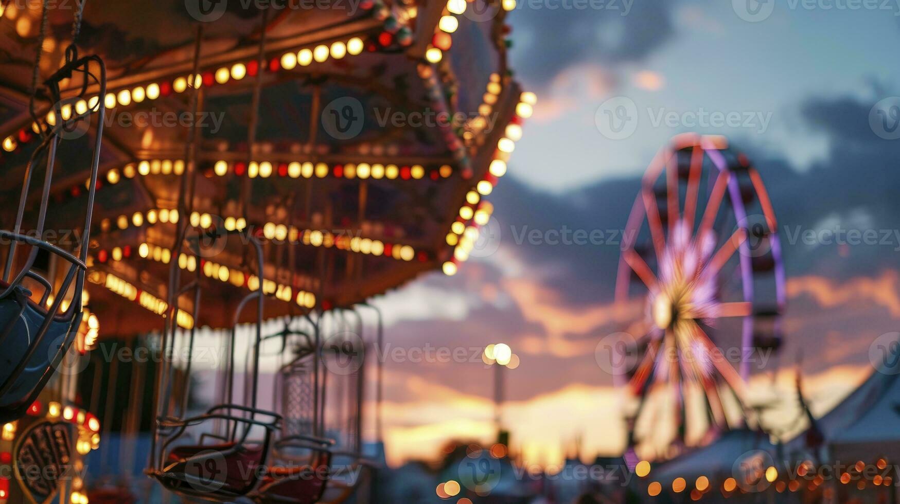 ai généré coloré été carnaval à crépuscule photo