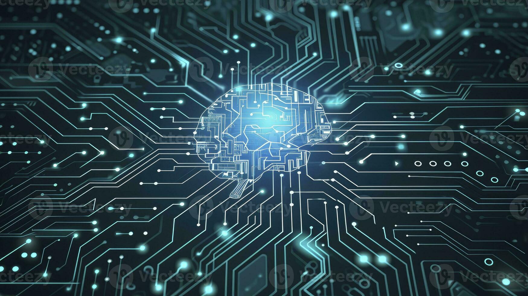 ai généré futuriste illustration de artificiel intelligence cerveau concept avec numérique circuits. ai cerveau circuit planche icône illustration. photo