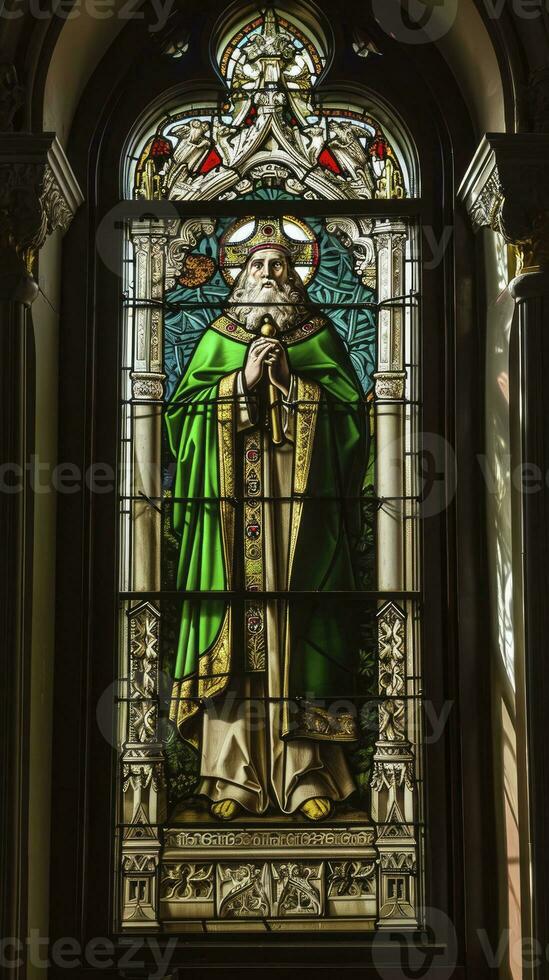 ai généré st patrick coloré verre fenêtre photo