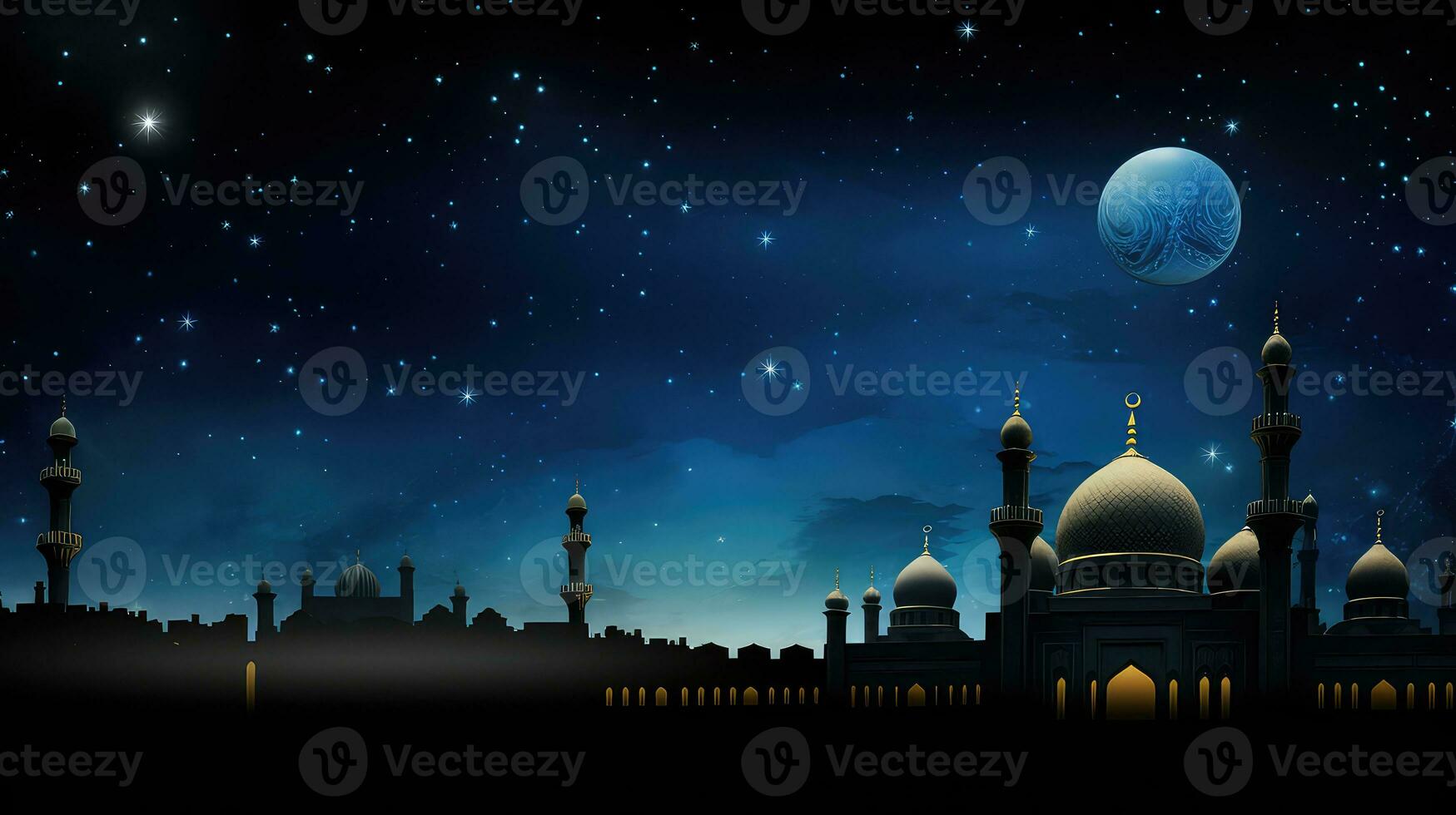 ai généré Ramadan kareem Contexte avec mosquée ciel nuit Contexte photo