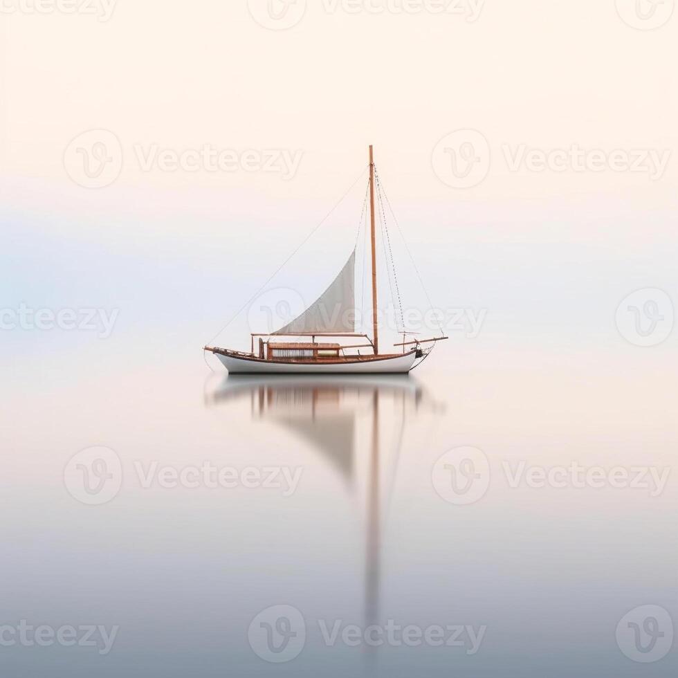 ai généré minimaliste photo une navire sur mer