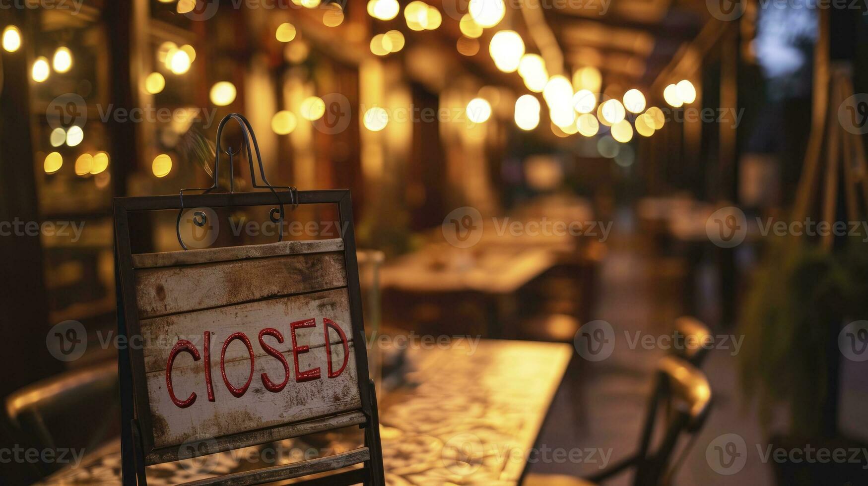 ai généré signe avec le texte fermé à le restaurant. photo