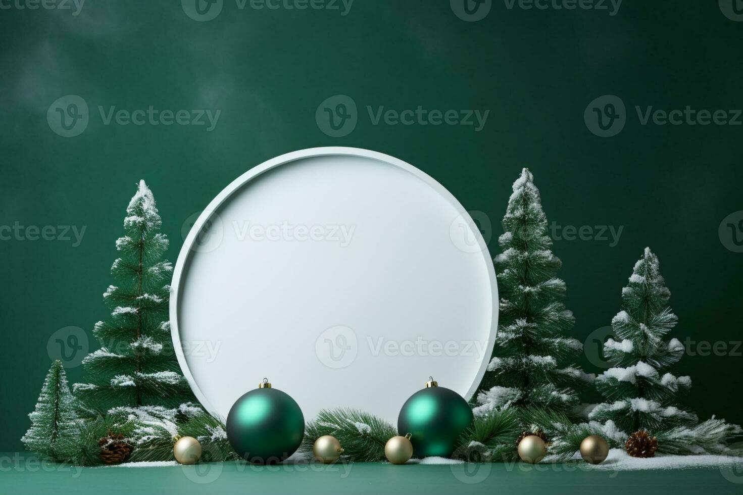 ai généré joyeux Noël 3d rendu vert podium afficher pour un événement photo