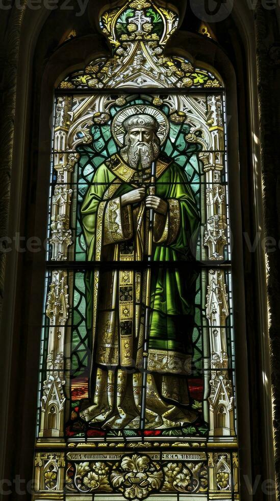 ai généré st patrick coloré verre fenêtre photo