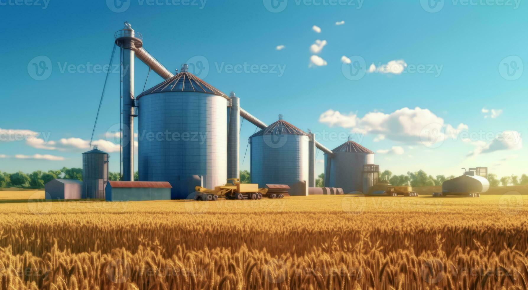 ai généré surgir la gestion innovations - silos dans blé Contexte photo