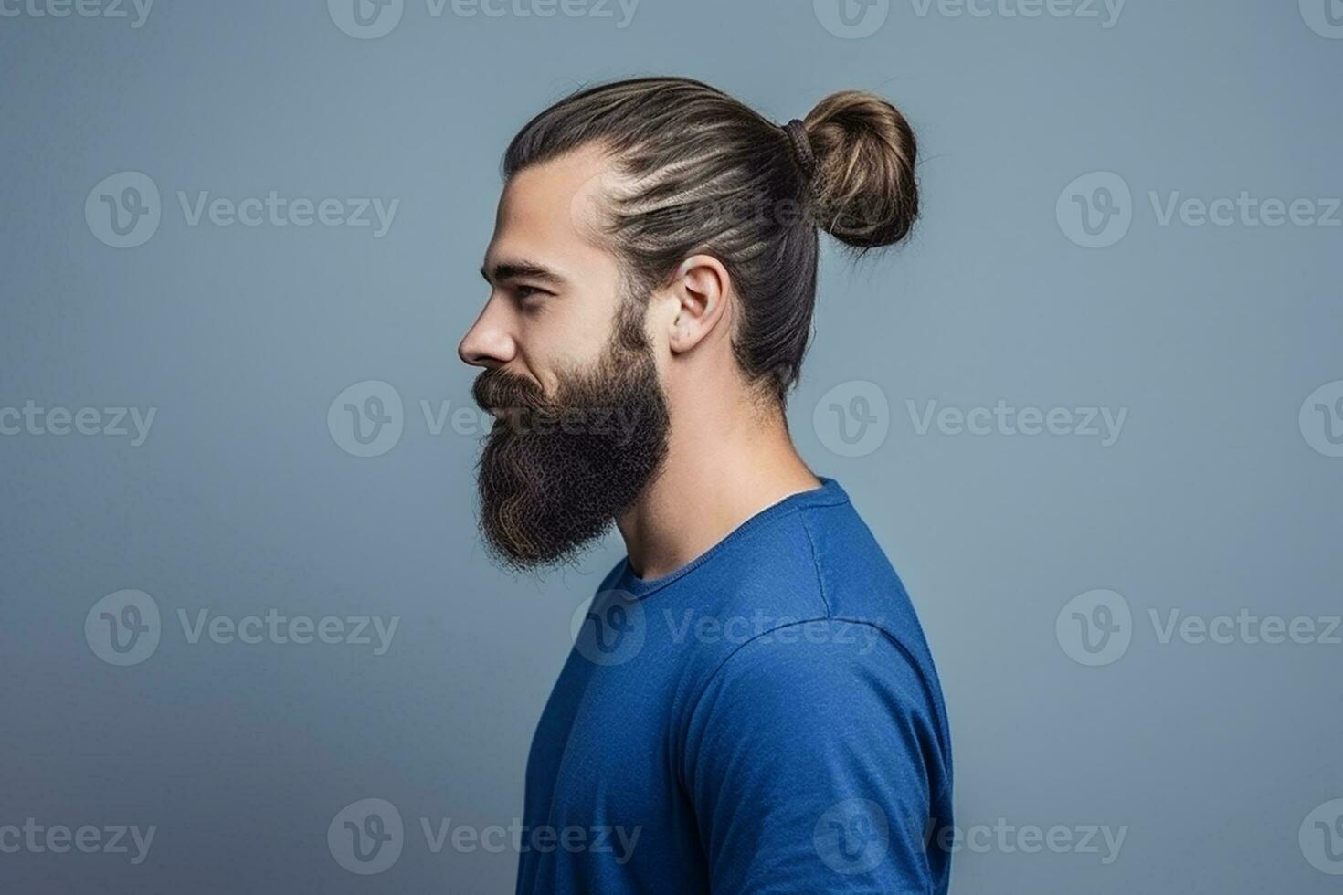 ai généré une Beau barbu homme avec longue cheveux photo