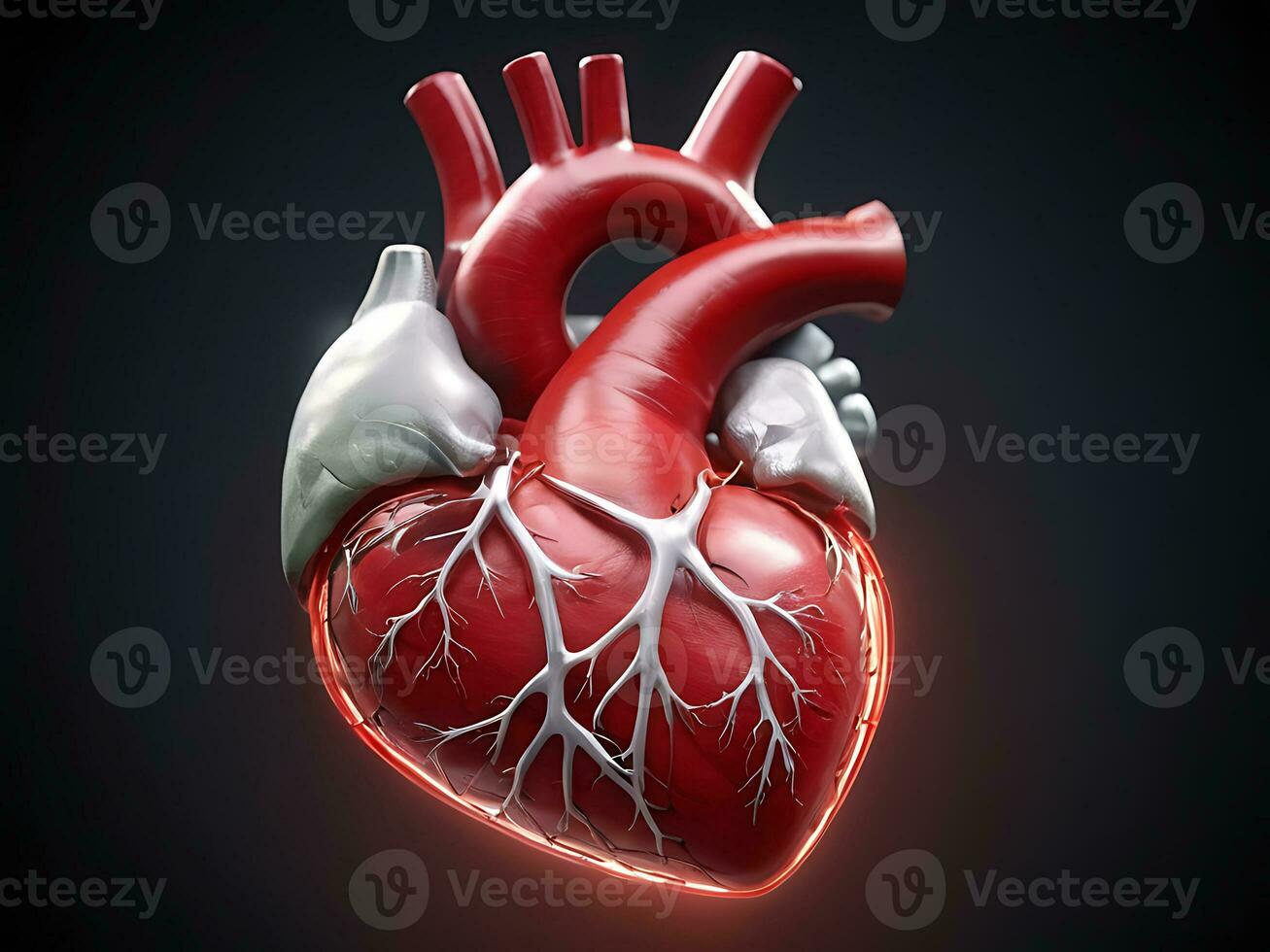 ai généré romantique cœur macro 3d rendu Humain cœur, la Saint-Valentin journée l'amour photo