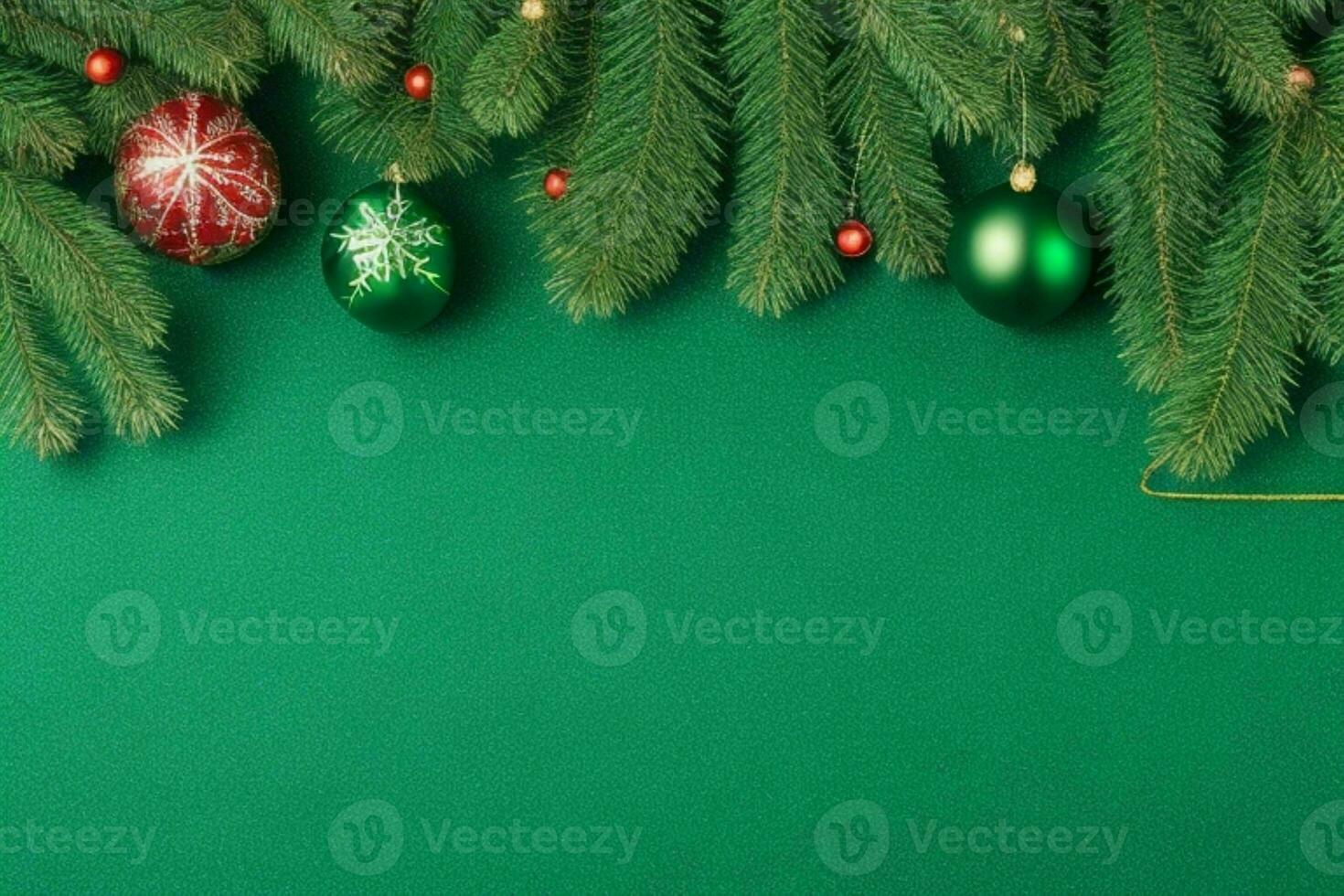 ai généré vert Contexte. joyeux Noël et Nouveau année bannière avec copie espace. pro photo