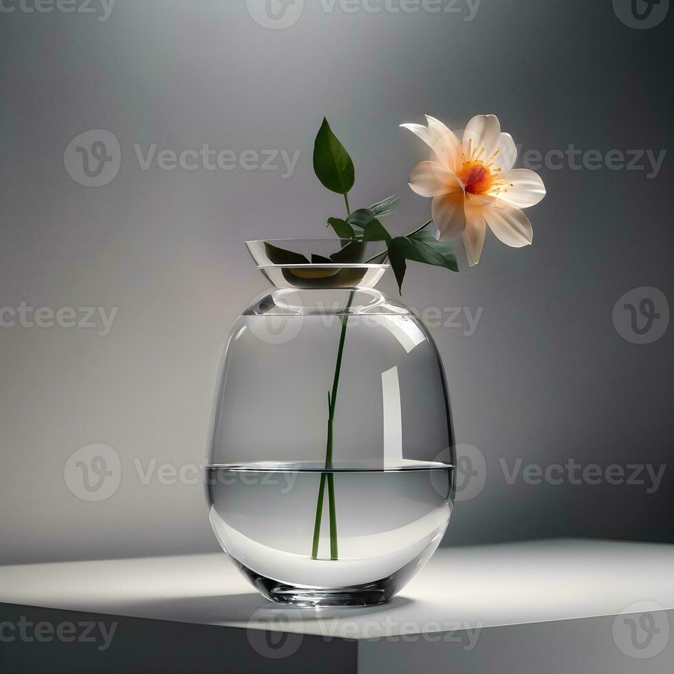 ai généré vase verre moderne blanc vase fleur minimaliste intérieur décor. ai génératif photo