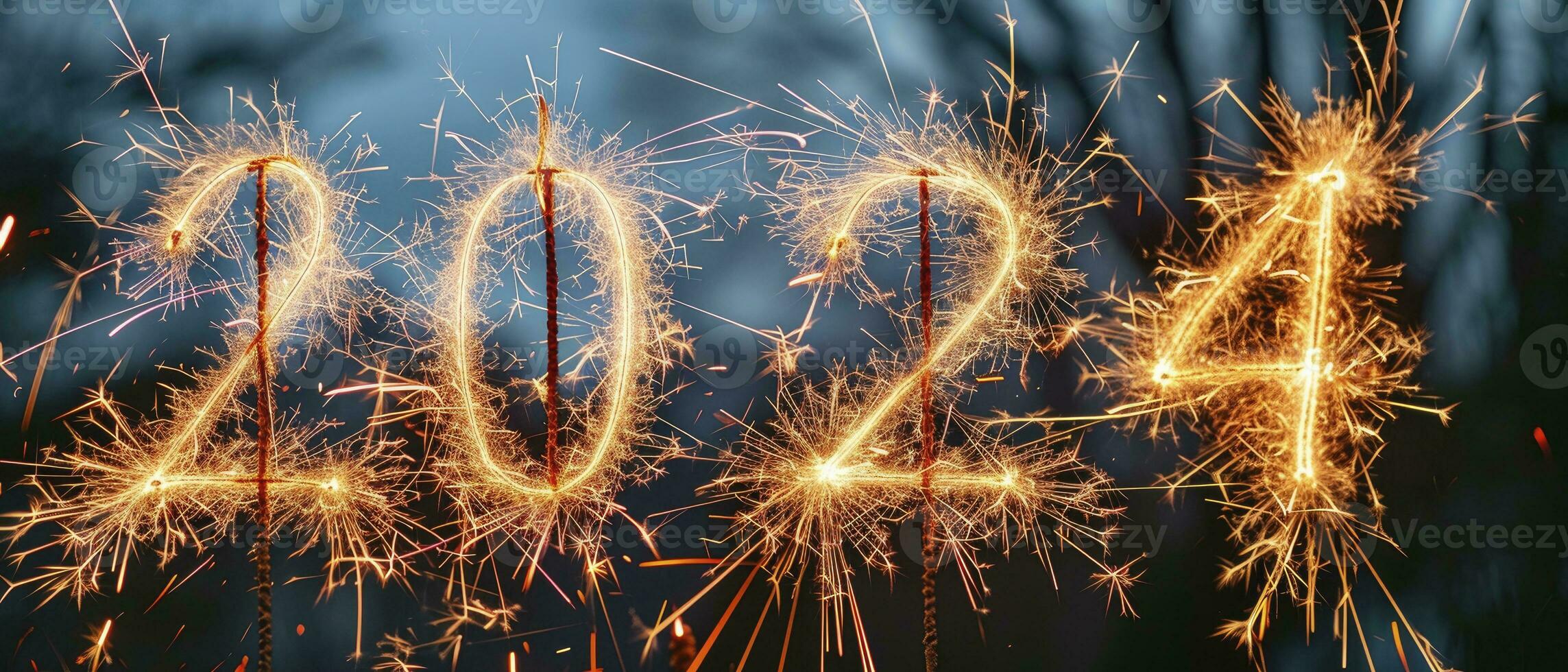 ai généré content Nouveau année 2024 avec feux d'artifice photo