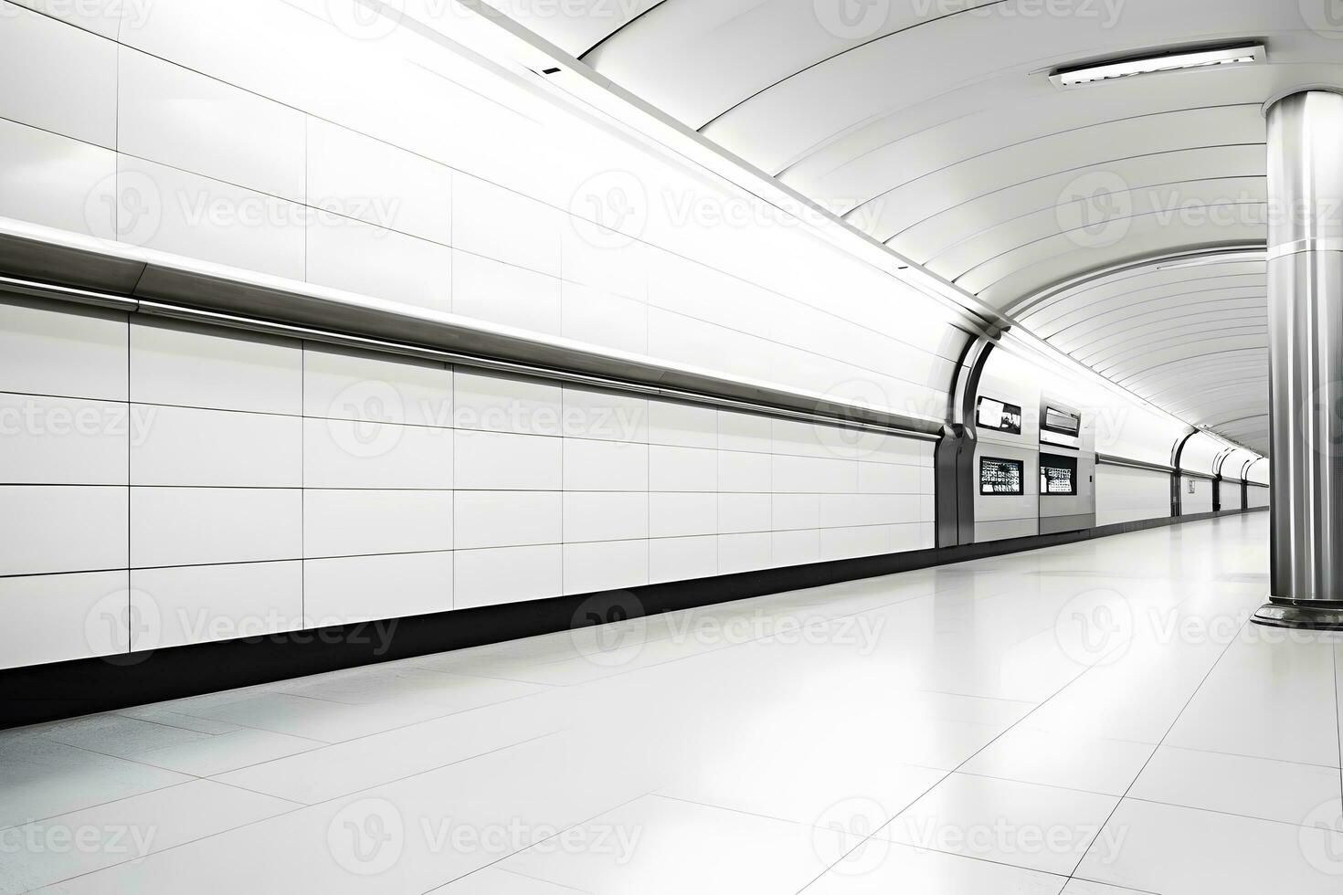 ai généré fermer vue de une ordinaire Publique couloir. endroit pour La publicité dans le métro. neural réseau ai généré photo