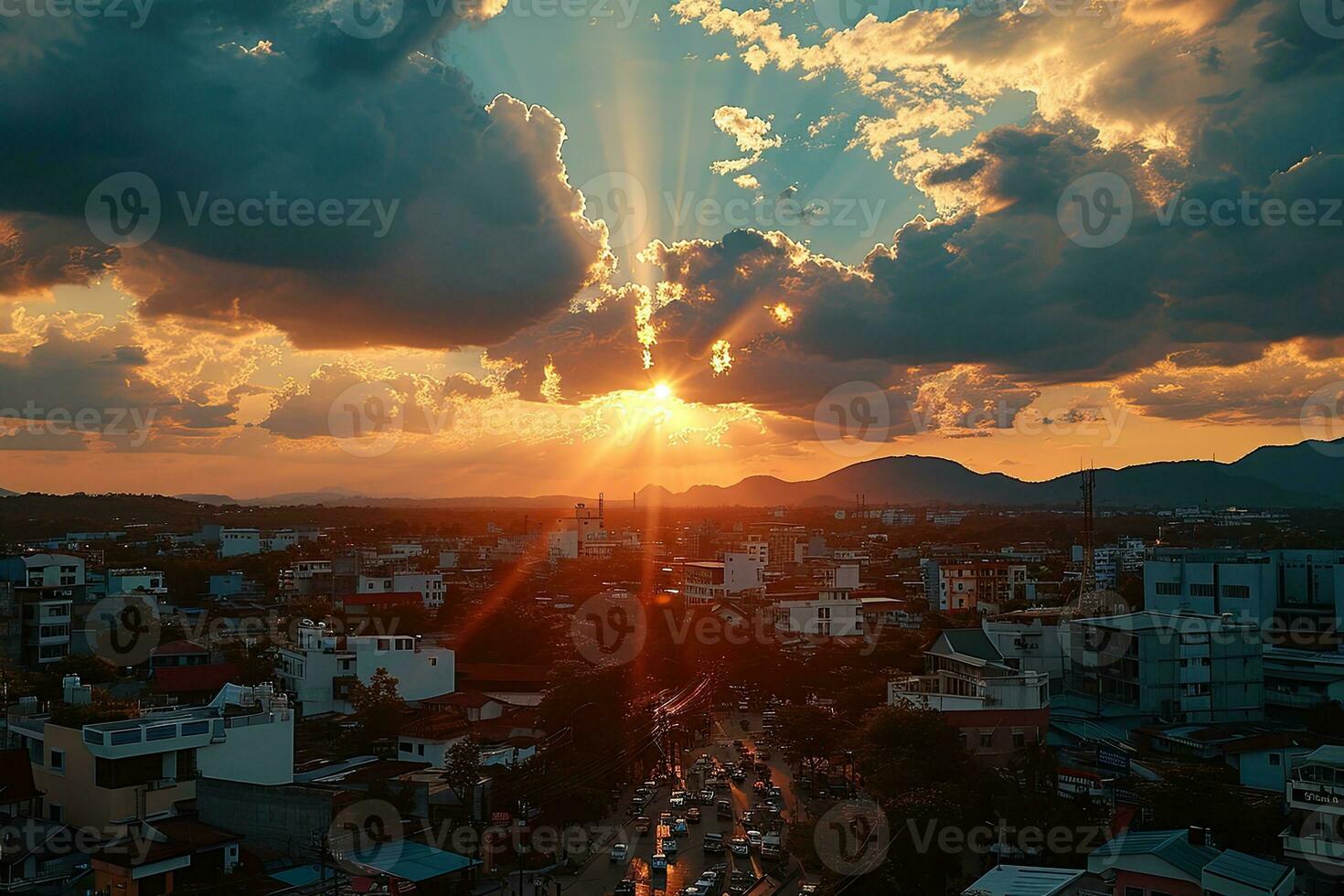 ai généré le atmosphère lorsque le Soleil ensembles sur le horizon professionnel la photographie photo