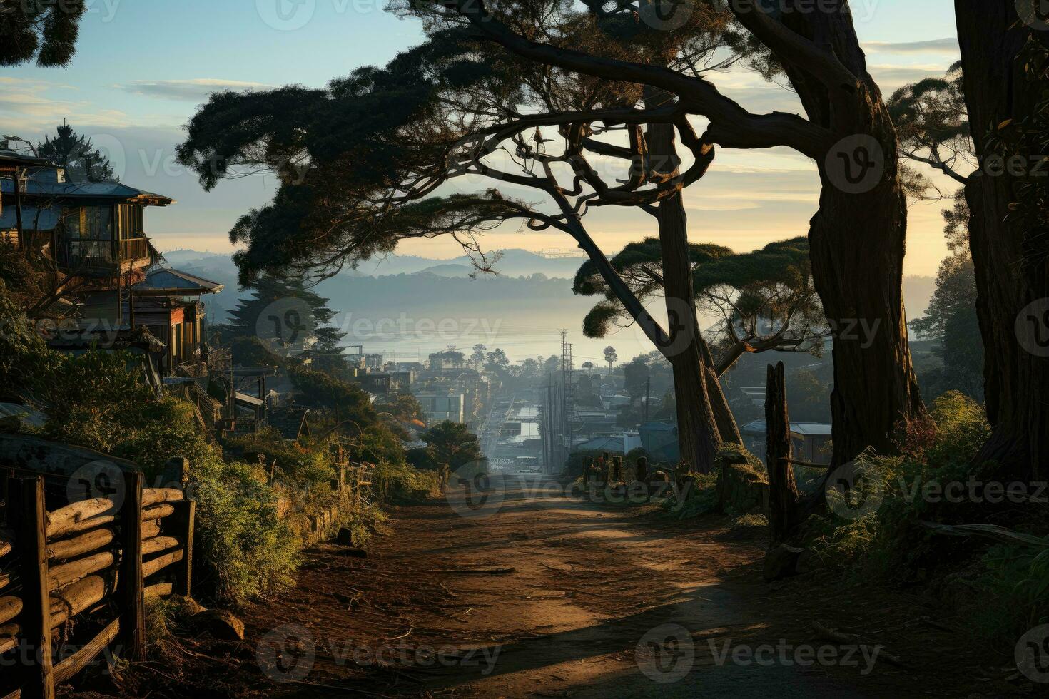 ai généré à le bord de le forêt enroulement route s'étire retour professionnel la photographie photo