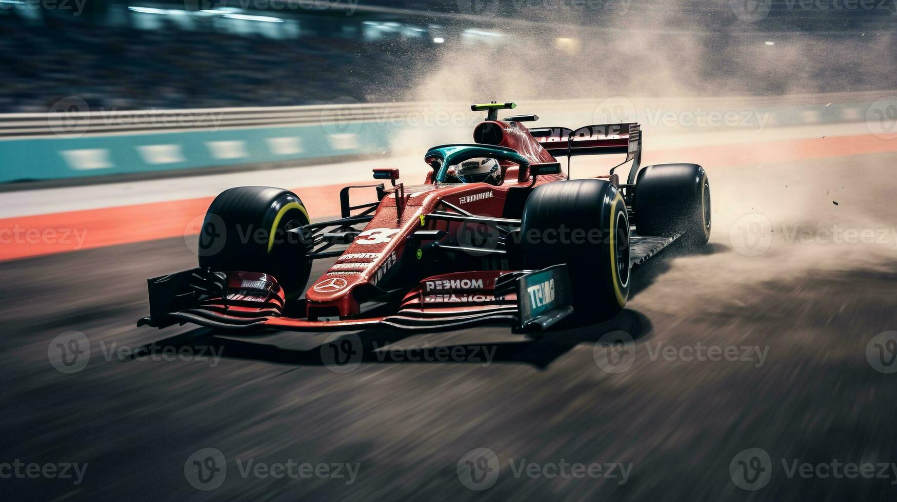 ai généré Geler le intensité de une formule 1 mouvement pendant une championnat jeu. génératif ai photo