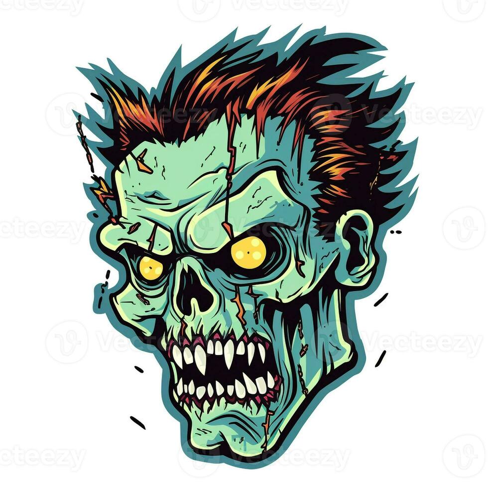ai généré une bande dessinée zombi logo. génératif ai photo