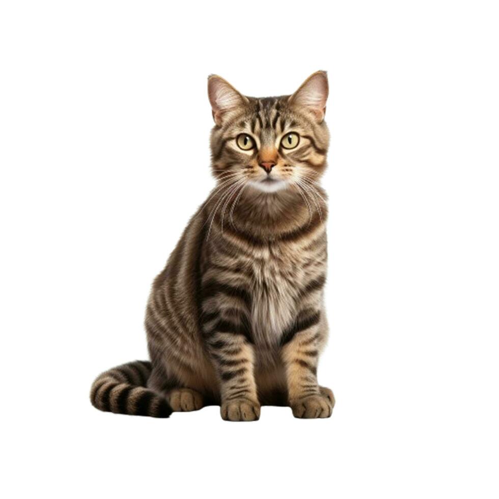 ai généré détaillé et élégant Britanique chat pose, à la perfection isolé sur blanc photo