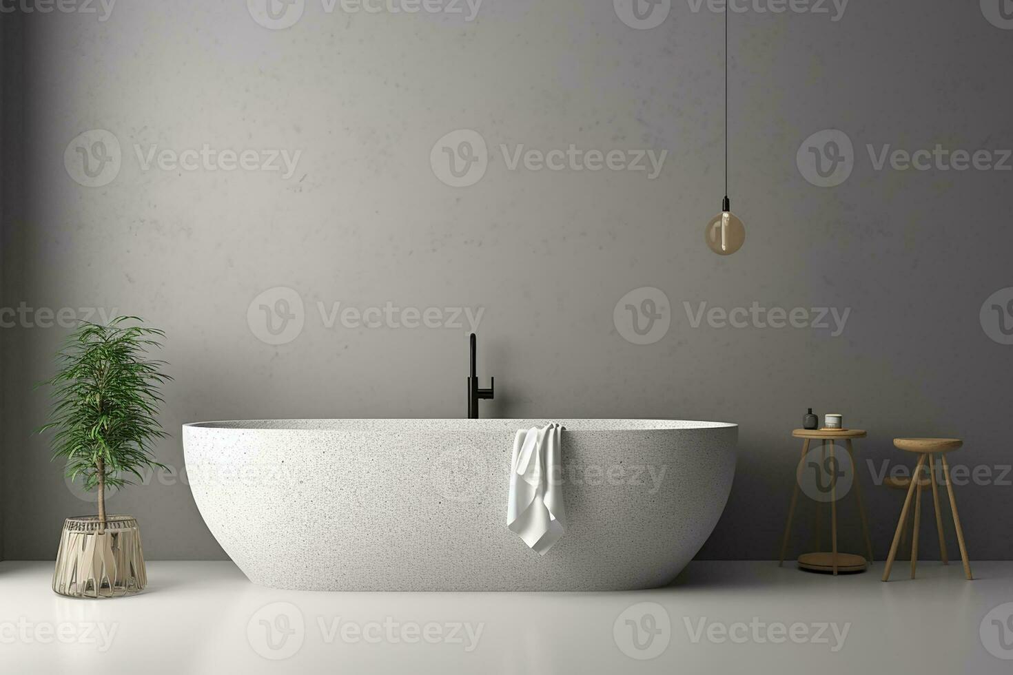 ai généré 3d rendu minimal style noir thème moderne salle de bains intérieur conception avec baignoire photo