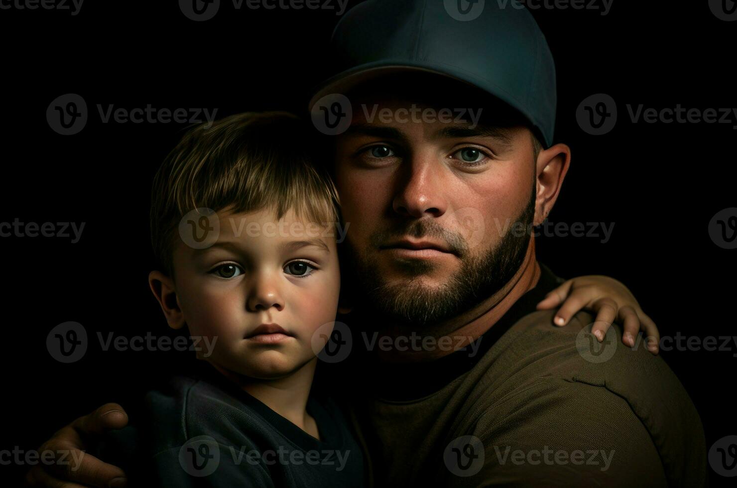 ai généré familiale homme fils base-ball. produire ai photo