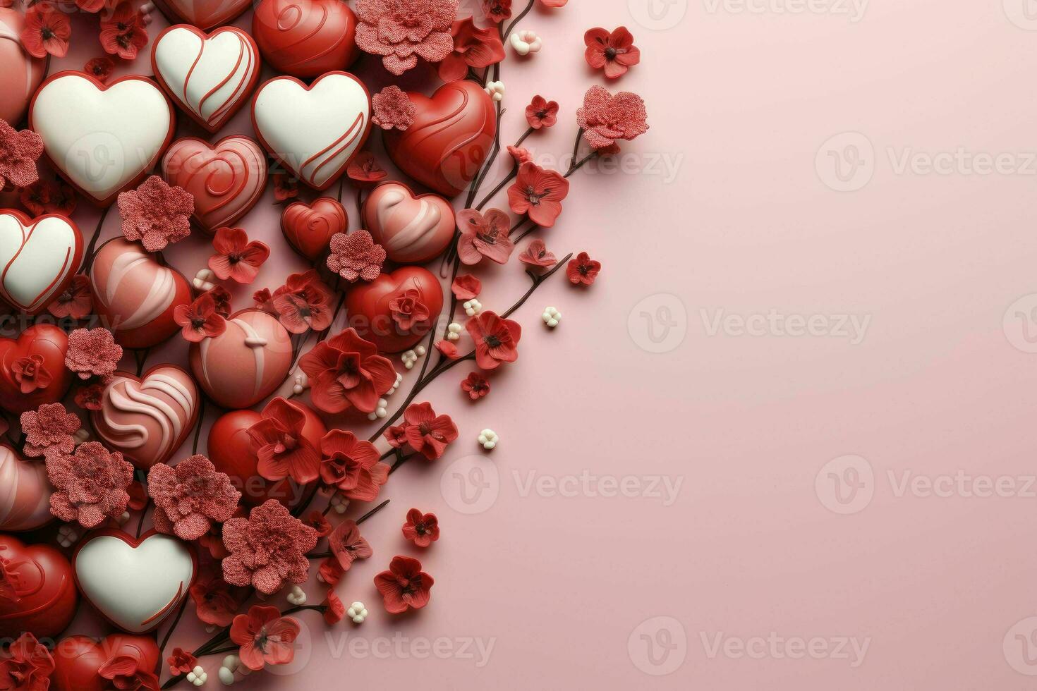 ai généré romantique Chocolat la Saint-Valentin journée bannière, espace pour texte - élégant l'amour Contexte pour salutations et annonces photo