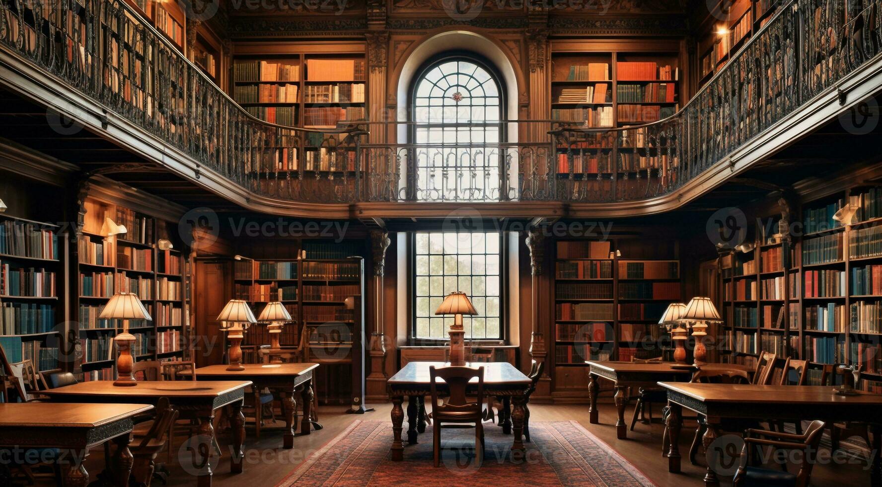 ai généré monde le plus grand bibliothèque, bibliothèque arrière-plan, moderne conçu bibliothèque, beaucoup plus livres dans le bibliothèque photo