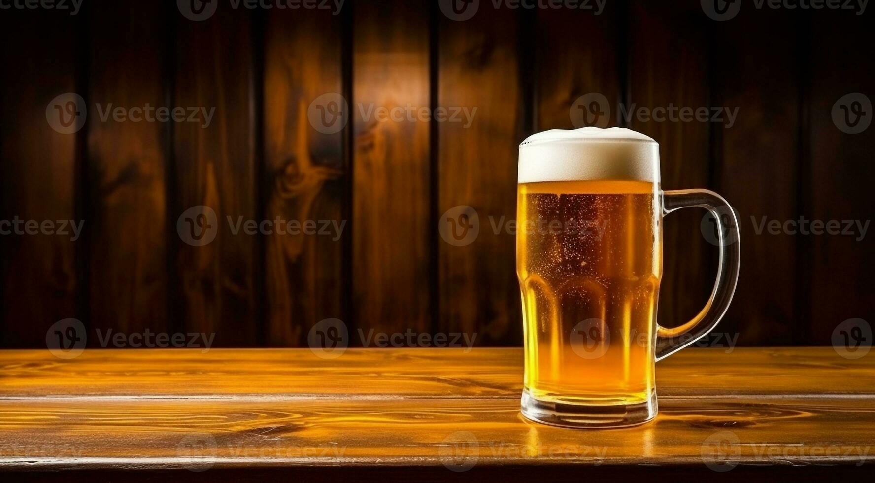 ai généré verre de Bière sur abstrait arrière-plan, Bière fond d'écran, verre de Bière dans le sombre, Bière avec mousse, alcoolique boisson sur foncé Contexte photo