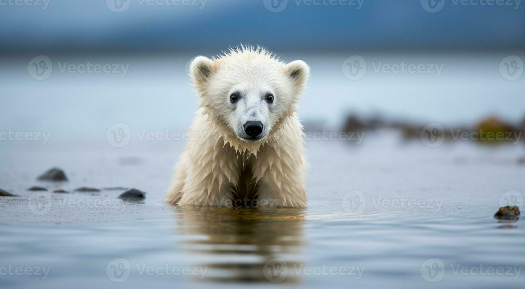 ai généré polaire ours dans le neige, polaire ours dans le lac, blanc ours dans le nature, polaire ours dans le polaire Régions, fermer de blanc ours photo