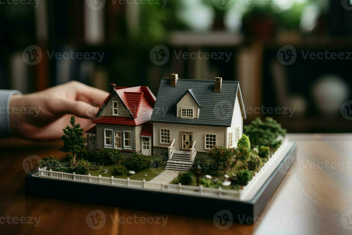 ai généré modèle maison Propriétés miniature représentations mettant en valeur réel biens offrandes ai généré photo